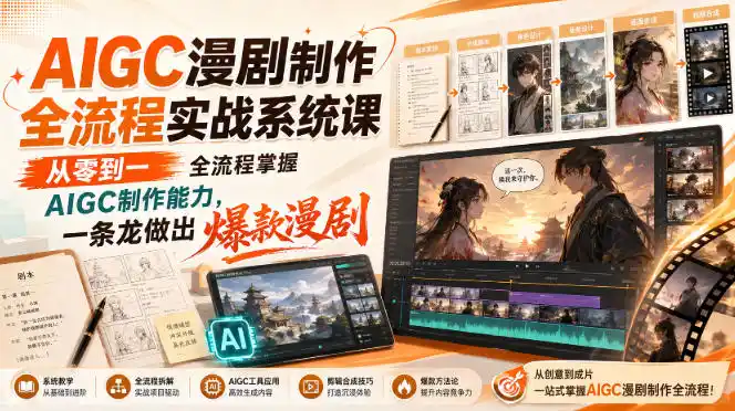 AIGC漫剧制作全流程实战系统课，从零到一全流程掌握AIGC制作能力，一条龙做出爆款漫剧-创课坊