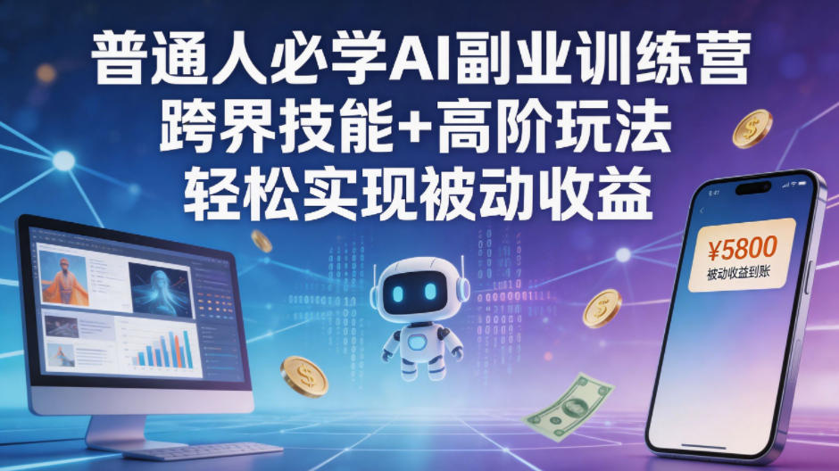 普通人必学AI副业训练营跨界技能+高阶玩法轻松实现被动收益-创课坊