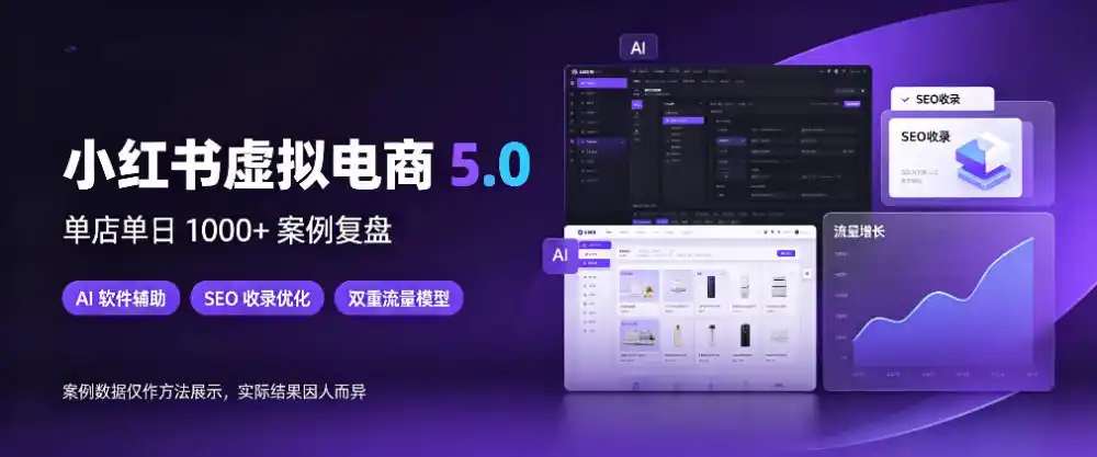 小红书虚拟电商5.0,单店单日(因人而异,不承诺收益)1000+,AI软件+SEO收录,双重流量稳定出单【揭秘】