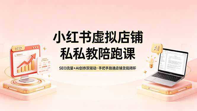 小红书虚拟店铺私教陪跑课，SEO流量+AI创作双驱动，手把手跑通店铺变现闭环-创课坊