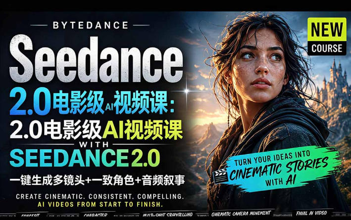 字节跳动的Seedance 2.0 AI电影视频生成制作教程，一键生成多镜头+一致角色+音频叙事-中英字幕-创课坊