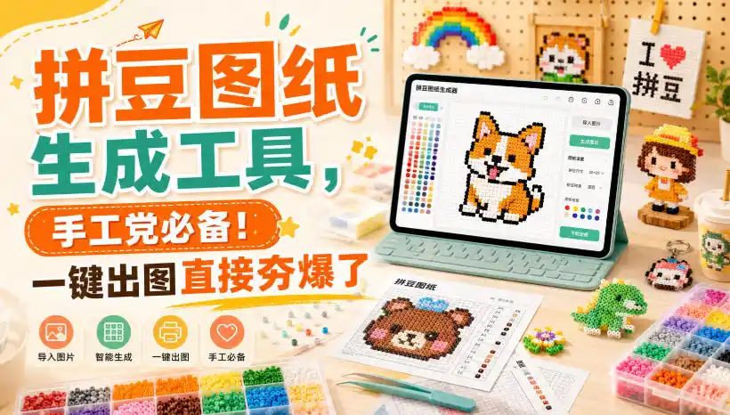 拼豆图纸生成工具，手工党必备！一键出图直接夯爆了-创课坊