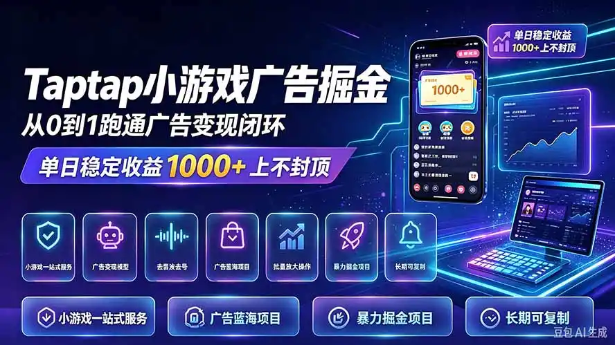 TapTap小游戏广告掘金日赚收益（因人而异，不承诺收益）1000+上不封顶