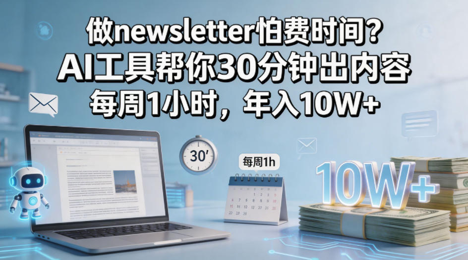 做newsletter怕费时间？AI工具帮你30分钟出内容，每周1小时，年入10W+！【原创双语字幕】-创课坊