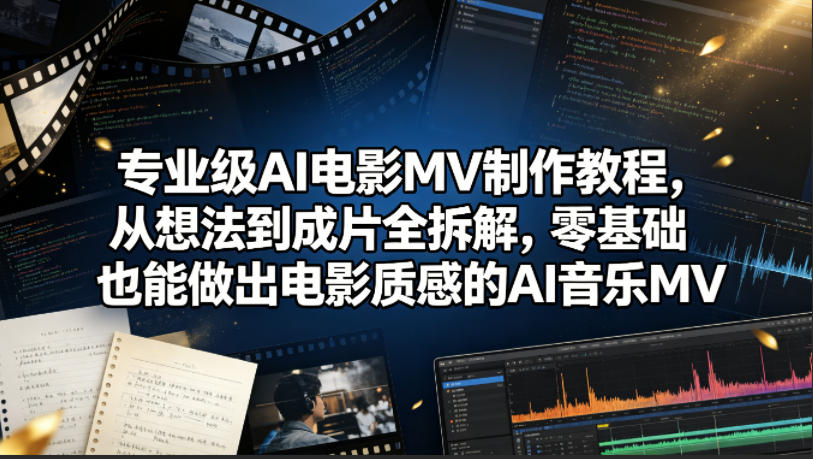 专业级AI电影MV制作教程，从想法到成片全拆解，零基础也能做出电影质感的AI音乐MV-创课坊