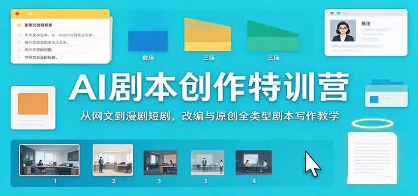 AI剧本创作特训营：从网文到漫剧短剧，改编与原创全类型剧本写作教学