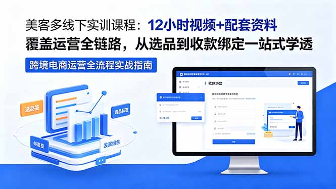 美客多线下实训课程：12小时视频+配套资料覆盖运营全链路，从选品到收款绑定一站式学透-创课坊