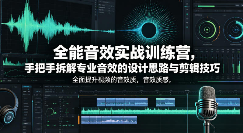全能音效实战训练营，手把手拆解专业音效的设计思路与剪辑技巧，全面提升视频的音效质感-创课坊
