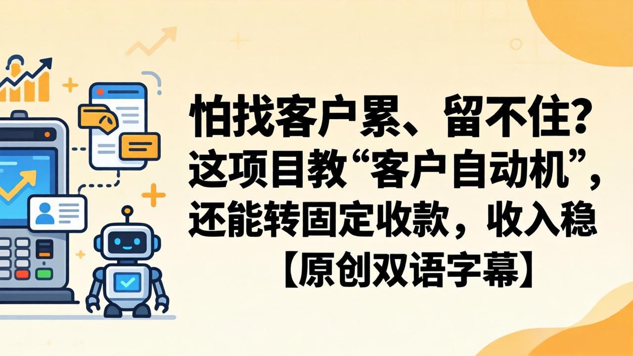 怕找客户累、留不住？这项目教 “客户自动机”，还能转固定收款，收入稳【原创双语字幕】-创课坊