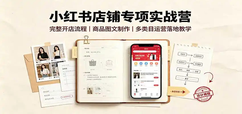 小红书店铺专项实战营：完整开店流程，商品图文制作，多类目运营落地教学-创课坊
