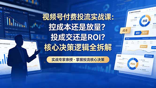 视频号付费投流实战课-5月：控成本还是放量？投成交还是ROI？核心决策逻辑全拆解-创课坊