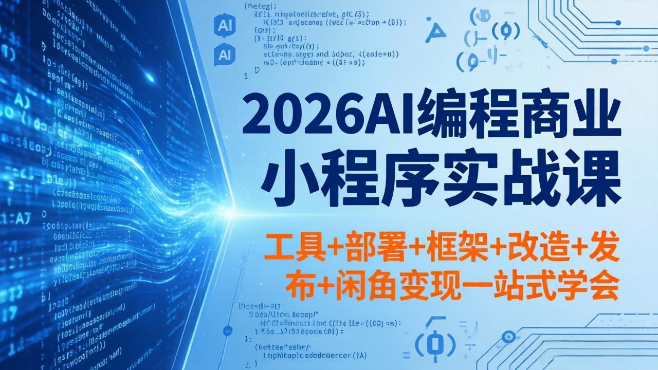 2026AI编程商业小程序实战课，工具+部署+框架+改造+发布+闲鱼变现一站式学会-创课坊