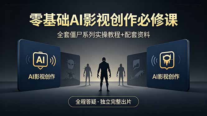 零基础AI影视创作必修课，全套僵尸系列实操教程加配套资料，全程答疑带你独立完整出片-创课坊
