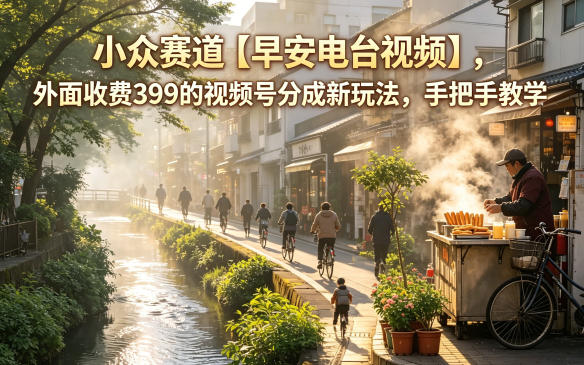 小众赛道【早安电台视频】，外面收费399的视频号分成新玩法，手把手教学-创课坊