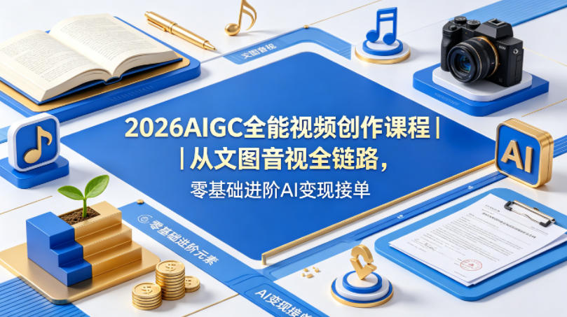 2026AIGC全能视频创作课程｜从文图音视全链路，零基础进阶AI变现接单-创课坊