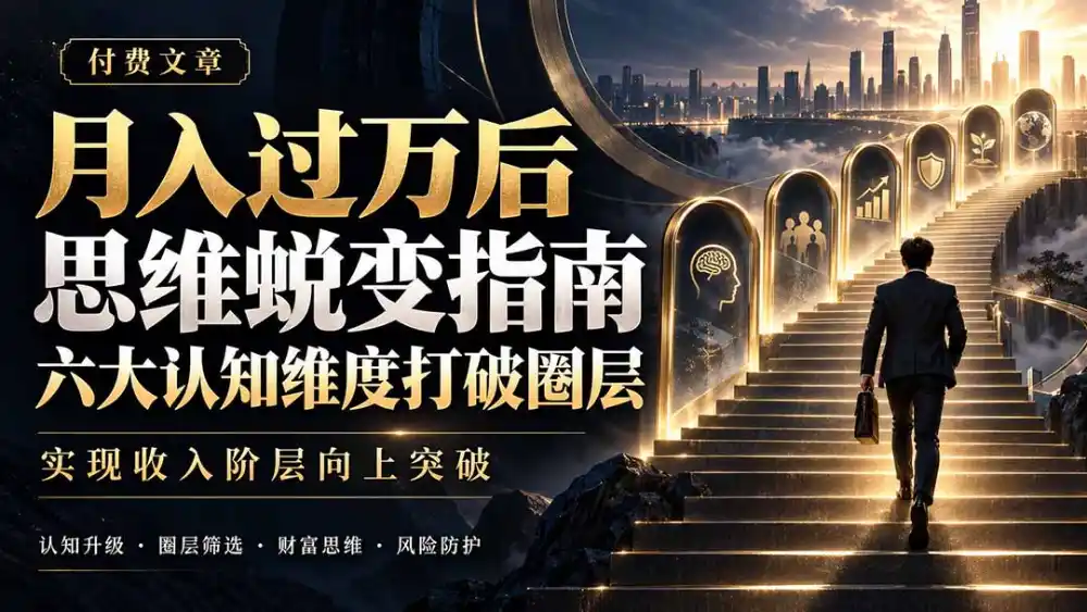 付费文章：月入（因人而异，不承诺收益）过万后思维蜕变指南，六大认知维度打破圈层，实现收入（因人而异，不承诺收益）阶层向上突破