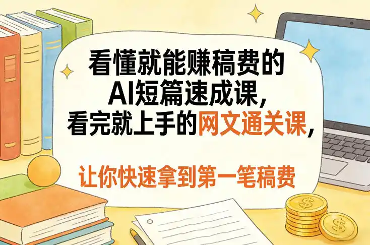 看懂就能賺稿费的AI短篇速成课，看完就上手的网文通关课，让你快速拿到第一笔稿费（更新1008）