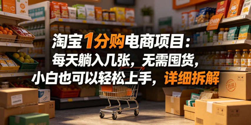 淘宝1分购电商项目：每天躺入几张，无需囤货，小白也可以轻松上手，详细拆解-创课坊