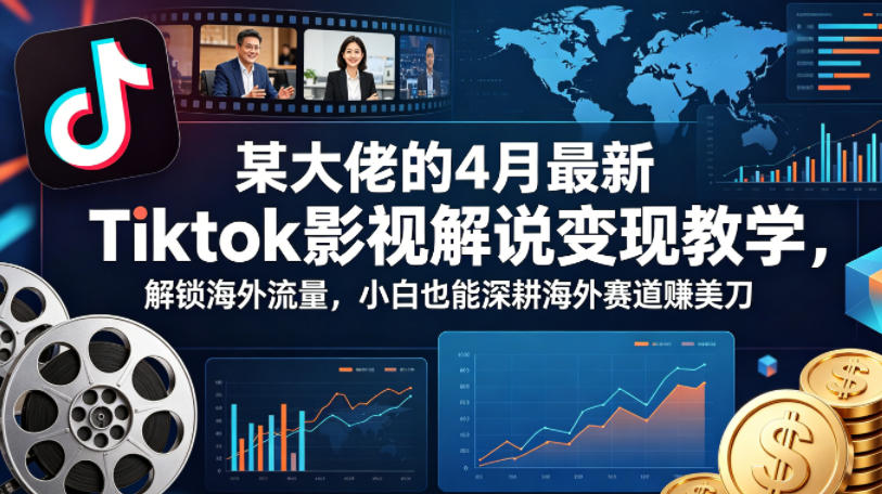 某大佬的4月最新Tiktok影视解说变现教学，解锁海外流量，小白也能深耕海外赛道賺美刀-创课坊