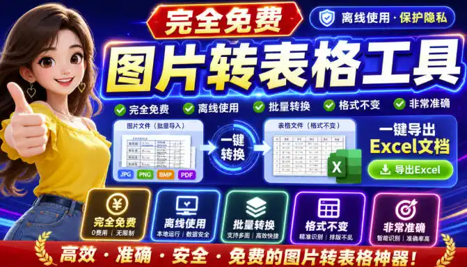 图片表格识别提取工具，支持一键从图片中智能提取表格并导出Excel文件，可离线免网运行，FastTableOCR-创课坊