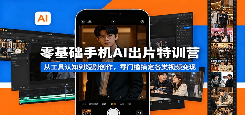 零基础手机AI出片特训营：从工具认知到短剧创作，零门槛搞定各类视频变现-创课坊