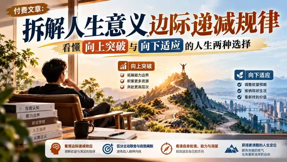 付费文章:拆解人生意义边际递减规律,看懂向上突破与向下适应的人生两种选择