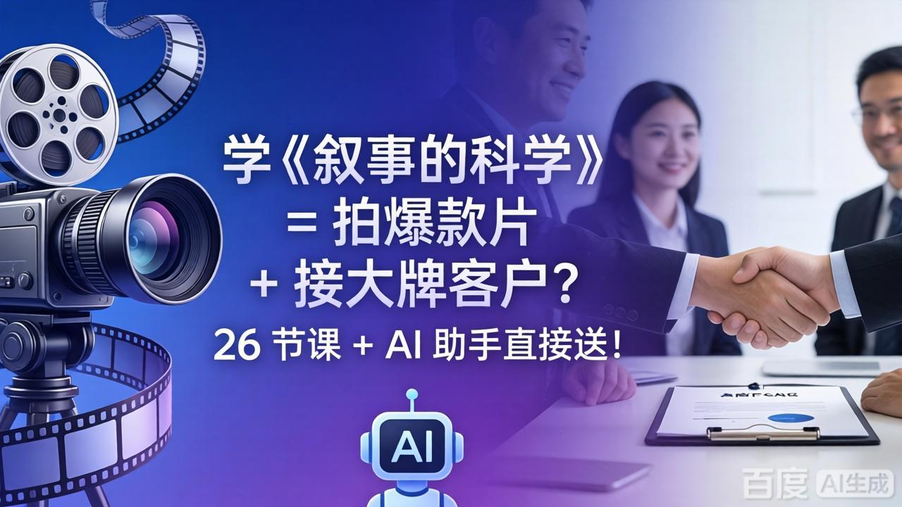 学《叙事的科学》= 拍爆款片 + 接大牌客户？26 节课 + AI 助手直接送！-创课坊