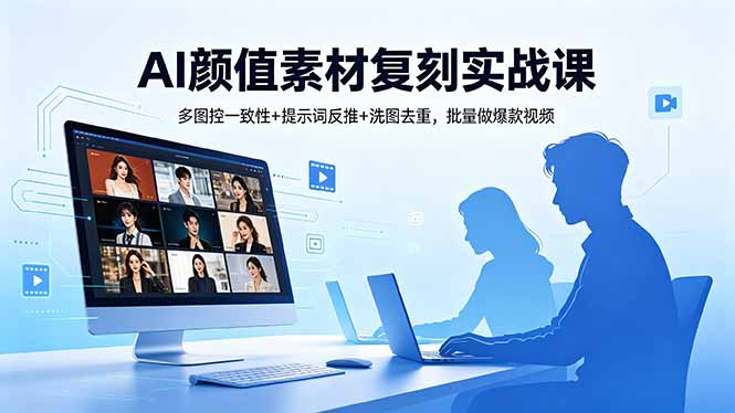 AI颜值素材复刻实战课，多图控一致性+提示词反推+洗图去重，批量做爆款视频-创课坊