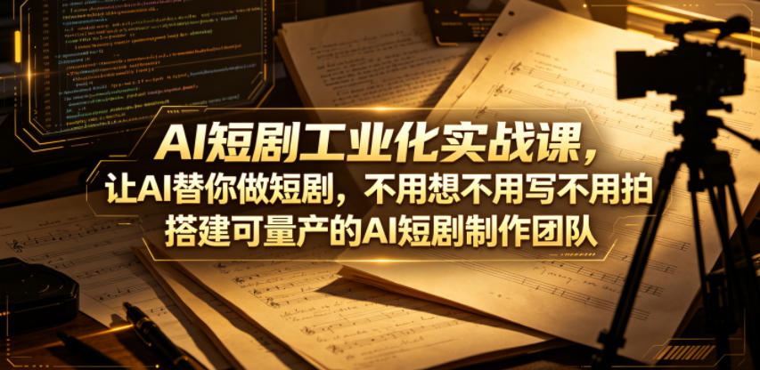 AI短剧工业化实战课，让AI替你做短剧，不用想不用写不用拍，搭建可量产的AI短剧制作团队-创课坊