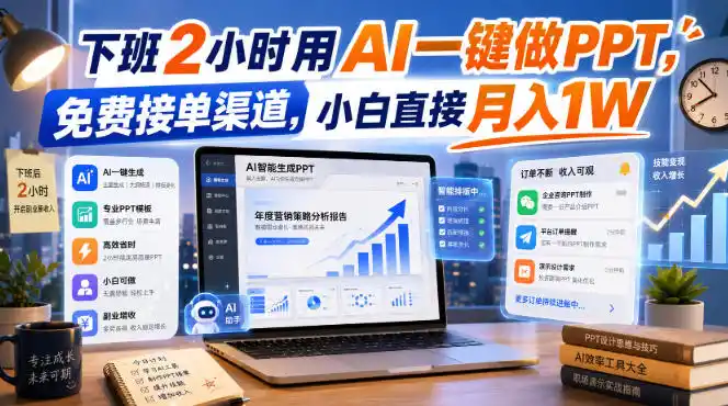 下班2小时用AI一键做PPT，免费接单渠道，小白直接月入（因人而异，不承诺收益）1W【揭秘】-创课坊