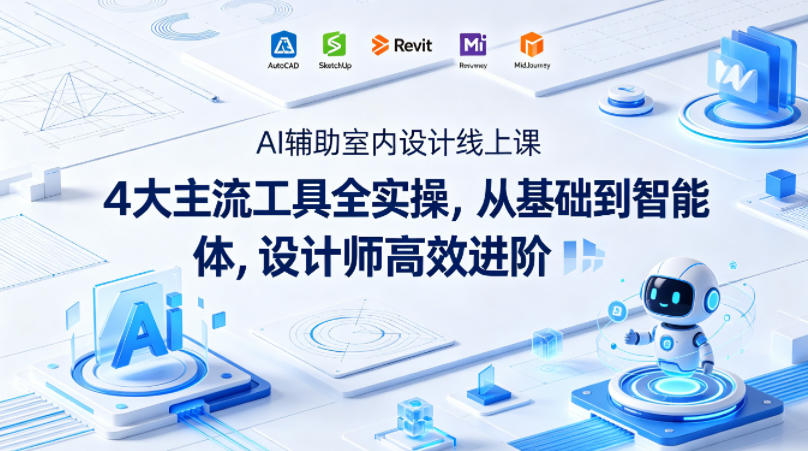 AI辅助室内设计线上课｜4大主流工具全实操，从基础到智能体，设计师高效进阶-创课坊