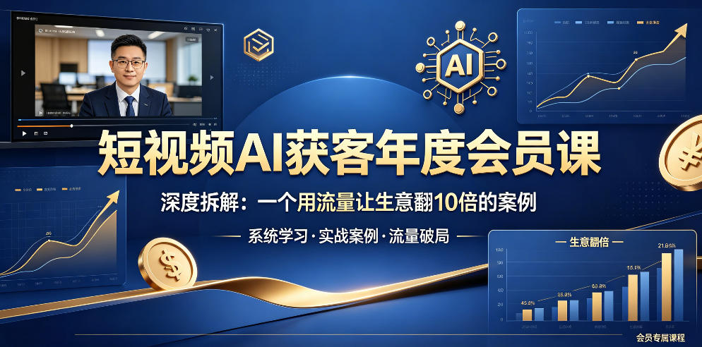 短视频AI获客年度会员课，深度拆解，一个用流量让生意翻10倍的案例-创课坊