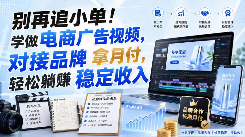 别再追小单!学做电商广告视频,对接品牌拿月付,轻松躺賺稳定收入(因人而异,不承诺收益)【原创双语字幕】-创课坊