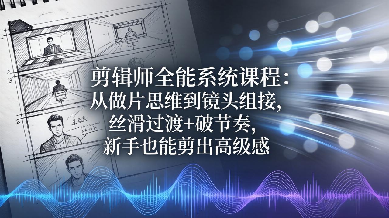 剪辑师全能系统课程：从做片思维到镜头组接，丝滑过渡+破节奏，新手也能剪出高级感-创课坊