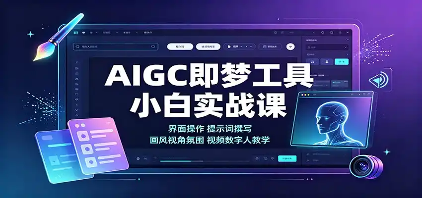AIGC即梦工具小白实战课：界面操作，提示词撰写，画风视角氛围视频数字人教学-创课坊