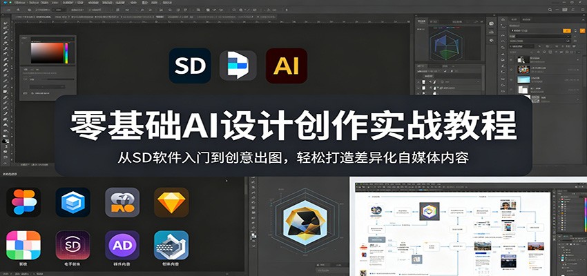 零基础AI设计创作实战教程：从SD软件入门到创意出图，轻松打造差异化自媒体内容-创课坊