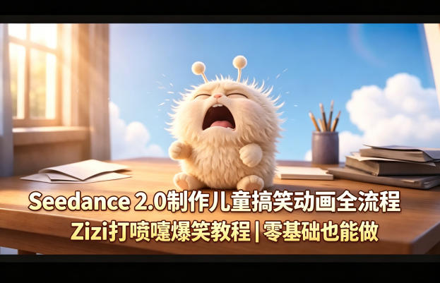 Seedance 2.0制作儿童搞笑动画全流程Zizi打喷嚏爆笑教程｜零基础也能做-创课坊