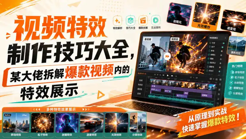 视频特效制作技巧大全，某大佬拆解爆款视频内的特效展示