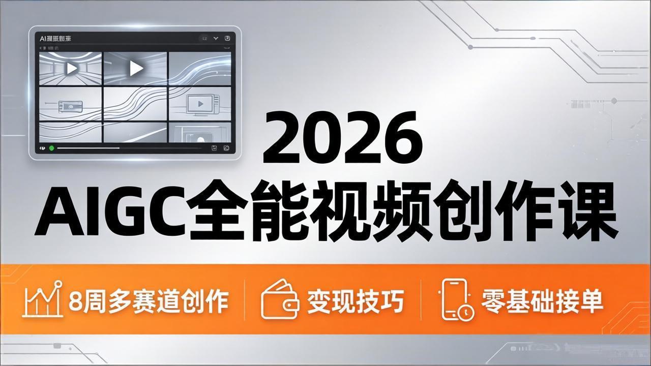 2026AIGC全能视频创作课，8周吃透多赛道创作+变现，零基础也能高效出片接单-创课坊