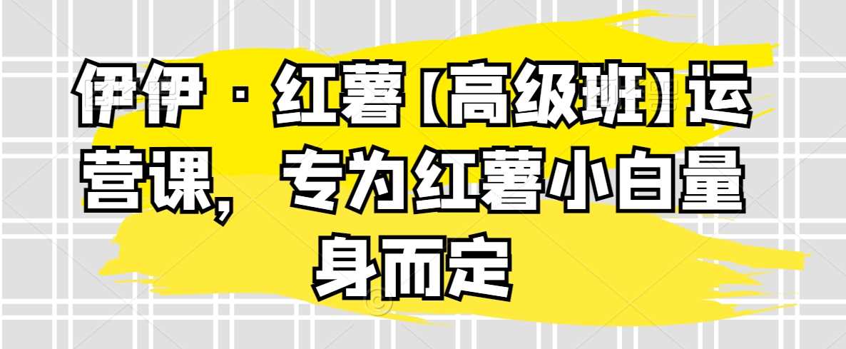 伊伊·红薯【高级班】运营课,专为红薯小白量身而定