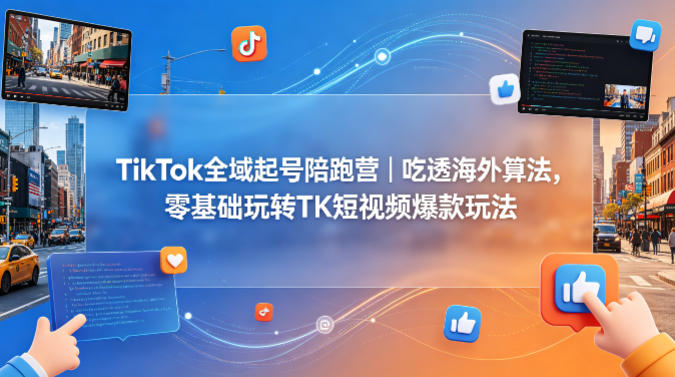 TikTok全域起号陪跑营｜吃透海外算法，零基础玩转TK短视频爆款玩法-创课坊
