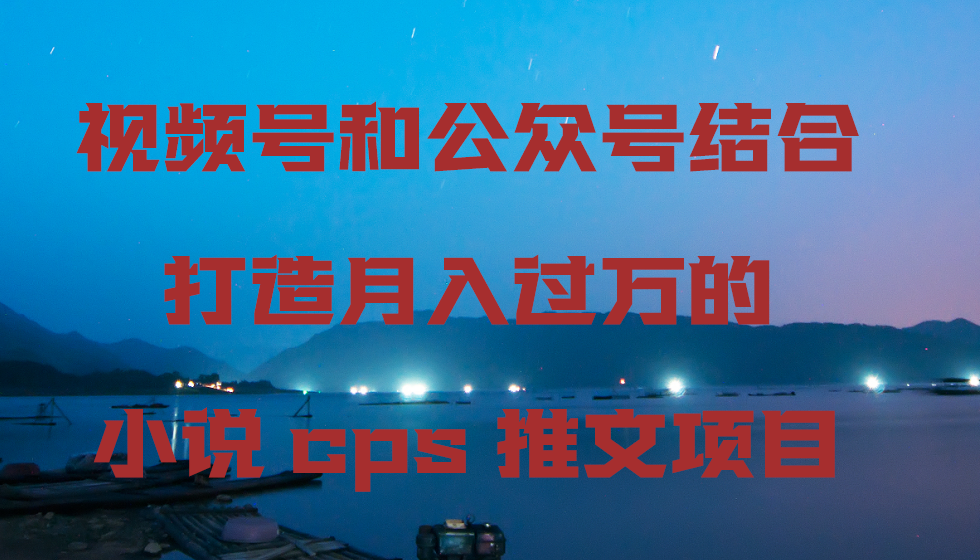 视频号和公众号结合打造月入过万的小说cps推文项目,包括市面上面的各种思路详解