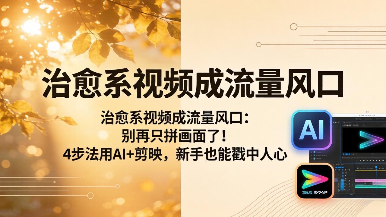 治愈系视频成流量风口：别再只拼画面了！4步法用AI+剪映，新手也能戳中人心-创课坊