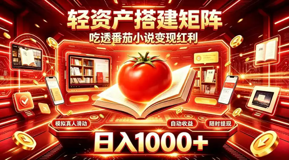 轻资产搭建矩阵，吃透番茄小说变现红利，日入（因人而异，不承诺收益）1000+，支持无限矩阵放大【揭秘】