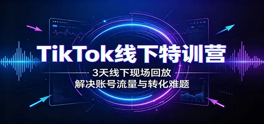 TikTok线下特训营：3天线下现场回放，解决账号流量与转化难题
