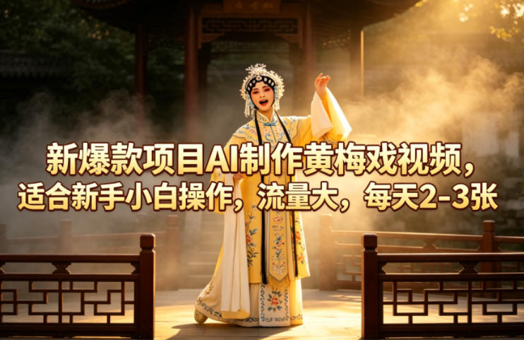 新爆款项目AI制作黄梅戏视频，适合新手小白操作，流量大，每天2-3张-创课坊