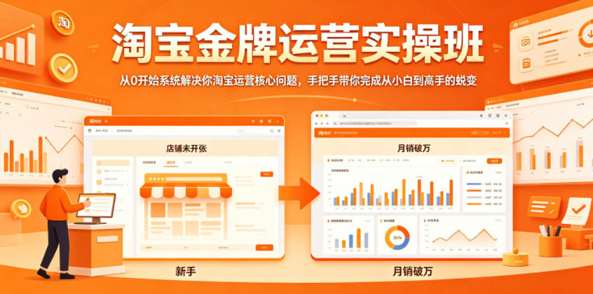 淘宝金牌运营实操班，从0开始系统解决你淘宝运营核心问题，手把手带你完成从小白到高手的蜕变-创课坊