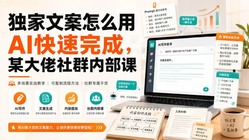 独家文案怎么用AI快速完成，某大佬社群内部课-创课坊
