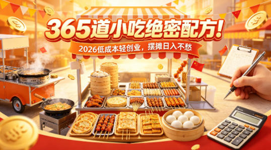 365道小吃绝密配方！2026低成本轻创业，摆摊日入不愁-创课坊
