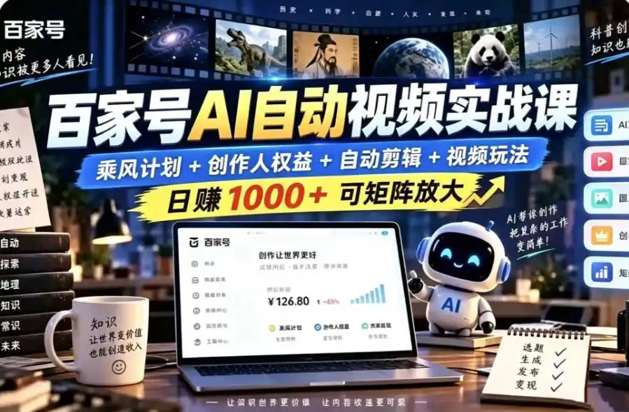 百家号自动矩阵玩法，长期可以做的项目，日入（因人而异，不承诺收益）1k+，真正的睡后收入（因人而异，不承诺收益）